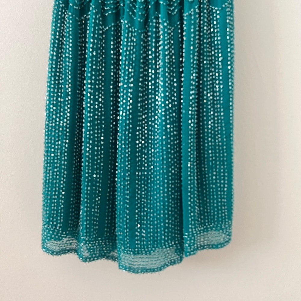 Parker Mini Dress Womens Small Teal Sequin Holiday Party Event Glam NYE - Picture 7 of 8